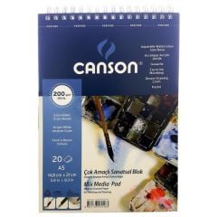 Canson Çok Amaçlı Sanatsal Blok A5 200 gr 20 Yaprak (Spiralli)