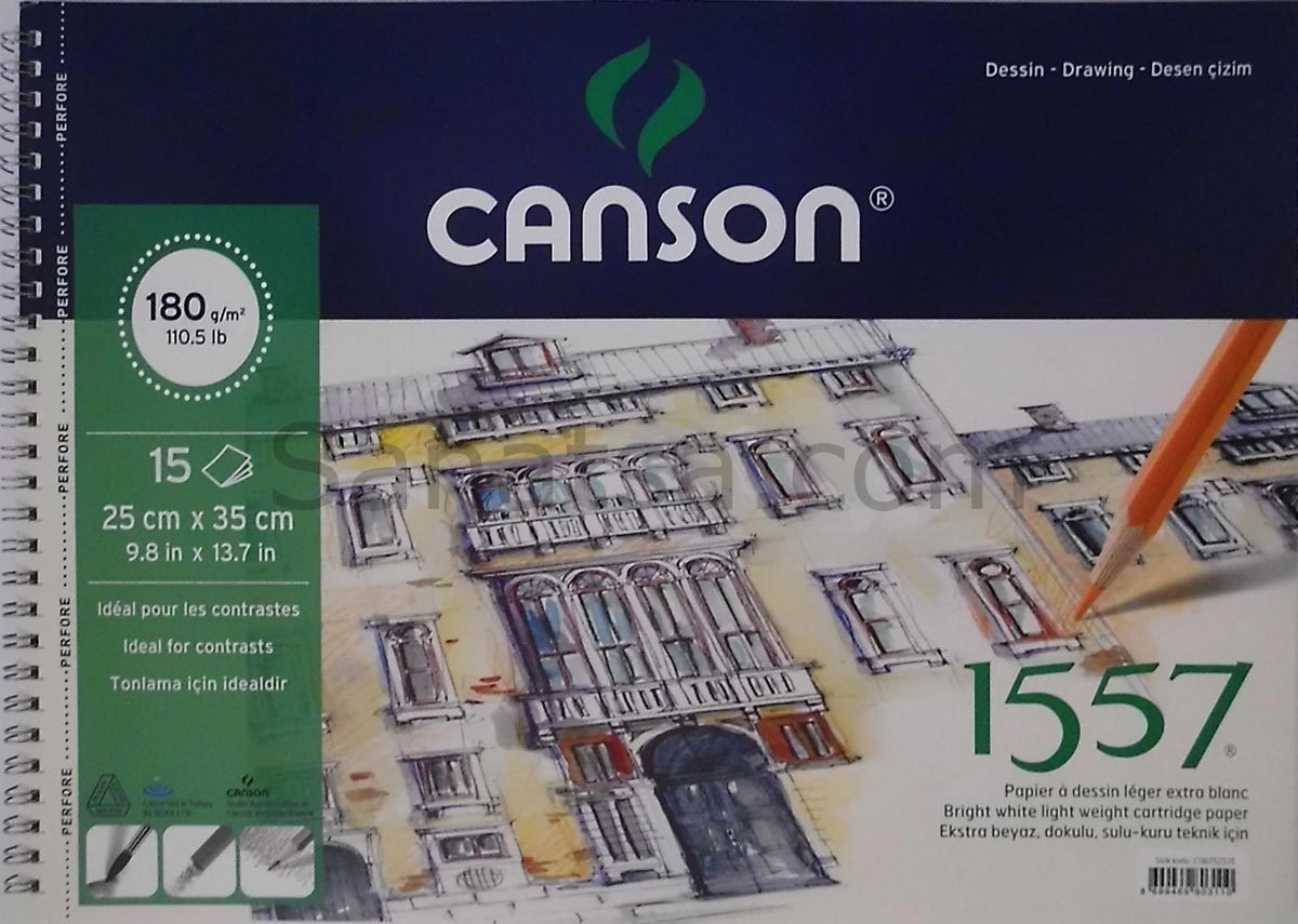 Canson 1557 Çizim Defteri 180 gr 15 Yaprak (Spiralli)