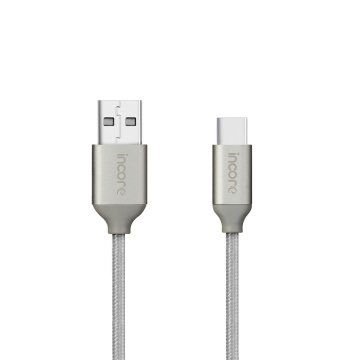 INCORE inLine USB-C Type-C 1 Metre Gümüş Örgülü Hızlı Şarj Kablo