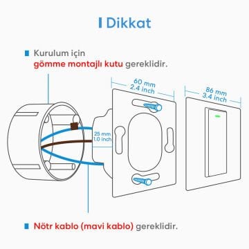 Meross Akıllı Wi-Fi Duvar Anahtarı (Tek Yönlü)