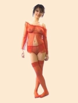 Kırmızı Düşük Omuzlu Babydoll Takım - Transparan 2 Parça İç Giyim ABM1001