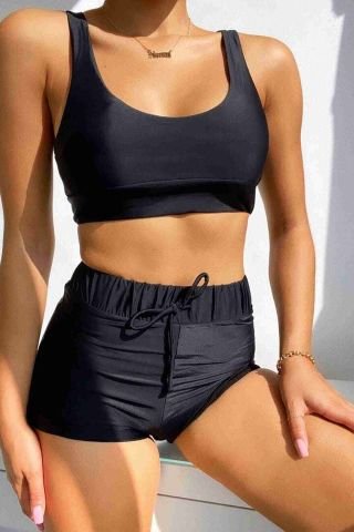 Tankini Bikini Üstü Siyah ABM9073