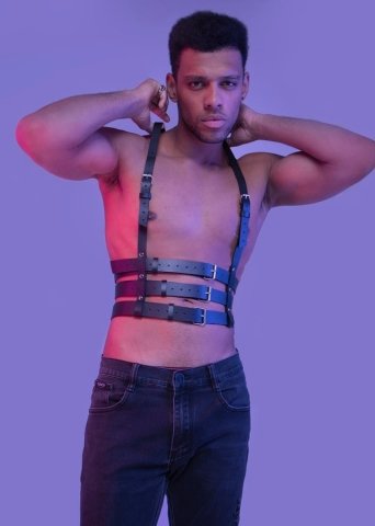 Seksi Erkek Dansçı Kostümü Deri Harness ABM8075