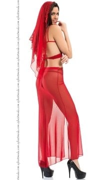 Kırmızı Tül Dansöz Kostümü ABM6106