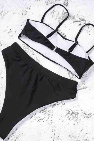 V Kesim Yüksek Bel Bikini Altı Siyah ABM9110