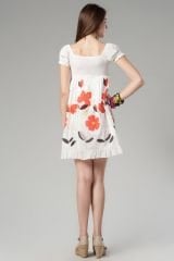 Coral Çiçekli İşlemeli Elbise ABM325