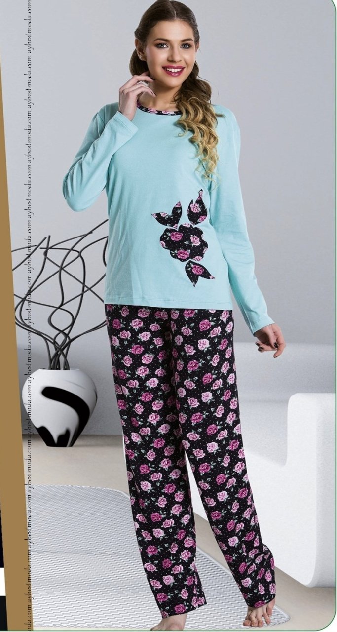 Çiçekli Uzun Pijama Takımı ABM6353