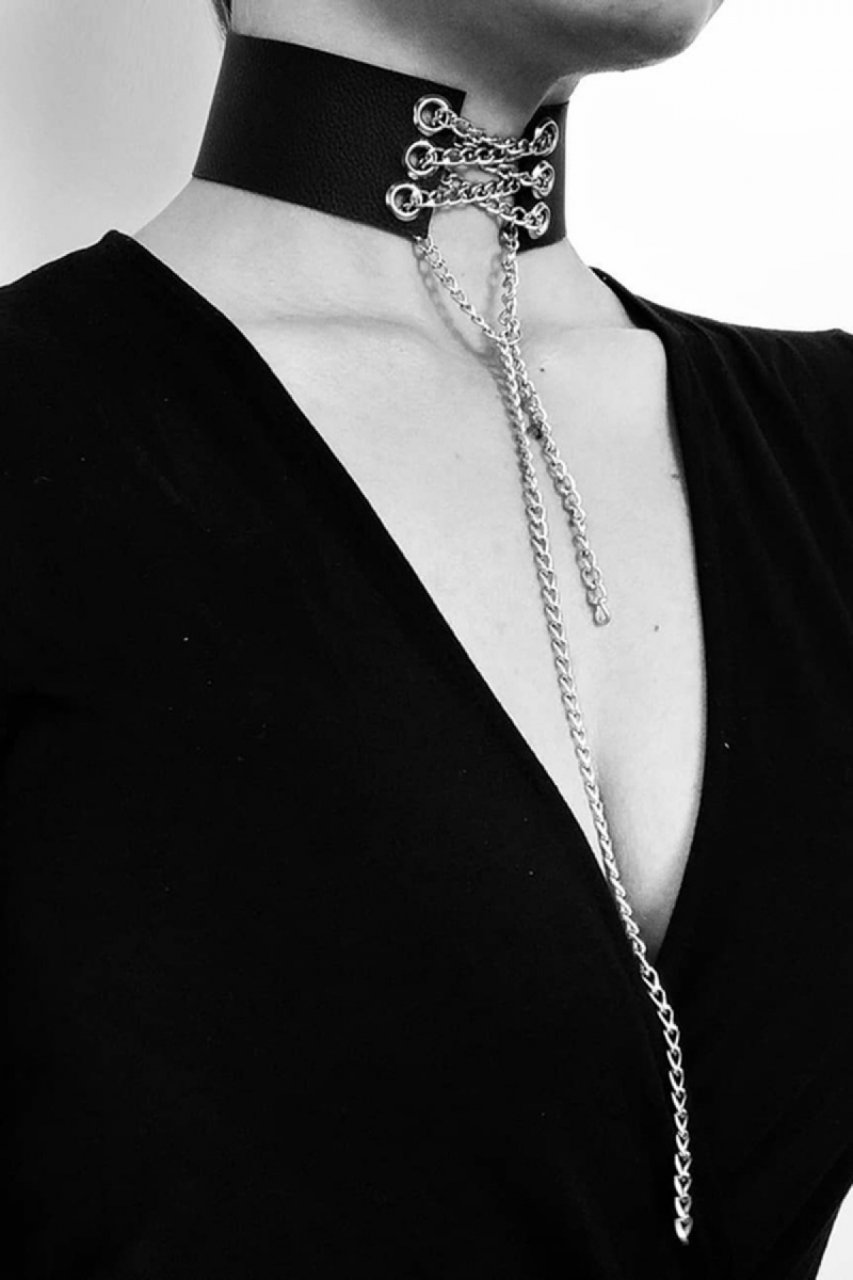 Deri Zincirli Şık Choker ABM8432
