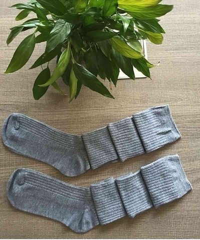Parfümlü Örgü Diz Üstü Çorap Gri ABM7570