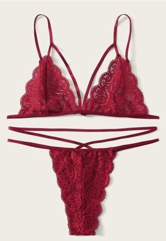 Bordo Bralet Sütyen ve Gstring ABM7603