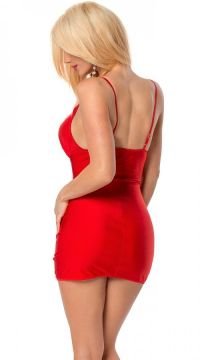 Bol Dekolteli Kırmızı Seksi Elbise ABM622