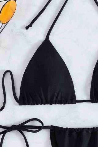 Brezilyan Bağlamalı Bikini Takım Siyah ABM8945