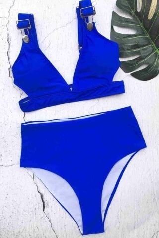 Yüksek Bel Bikini Takım Mavi ABM8959