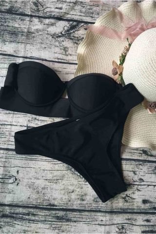 Siyah Straplez Bikini Takım ABM8964