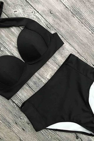 Yüksek Bel Siyah Bikini Takım ABM8977