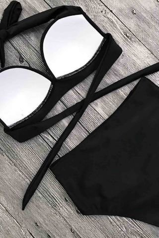 Yüksek Bel Siyah Bikini Takım ABM8977