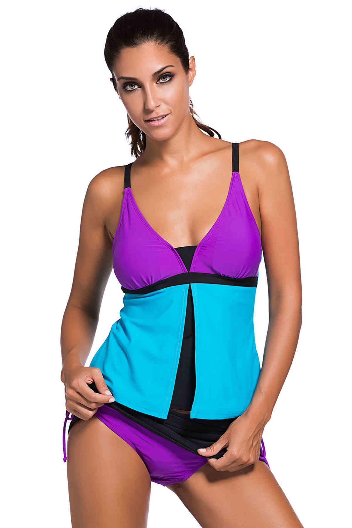 Renkli Tankini Etekli Bikini Takım ABM8998