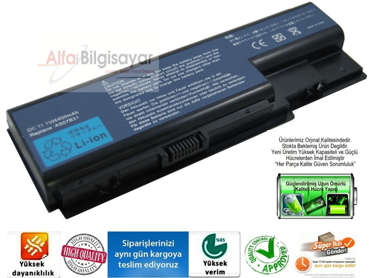 Acer Aspire as07b32 AS07B41 5220, 5230, 5310, 5315, 5520, 5520G, 5530, 5710G, 5710Z, 5715Z, 5720, 5720G, 5720ZG, 5739G, 5910G, 5920, 5920G, 5930, 5930G, 5935G Pil