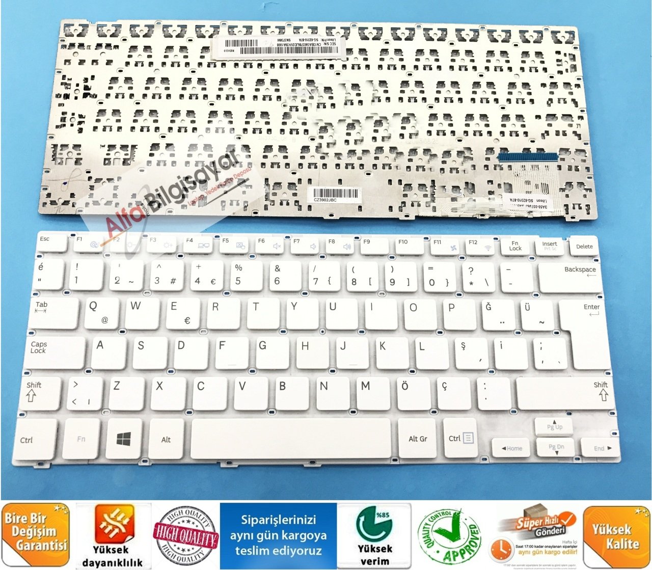 Samsung ATIV Book Beyaz 905S3G 910S3G 915S3G NP905S3G NP910S3G NP915S3G SG-62310-87A SG-62310-2GA BA59-03786Q BA59-03786j Klavye Tuş Takımı Q - Türkçe