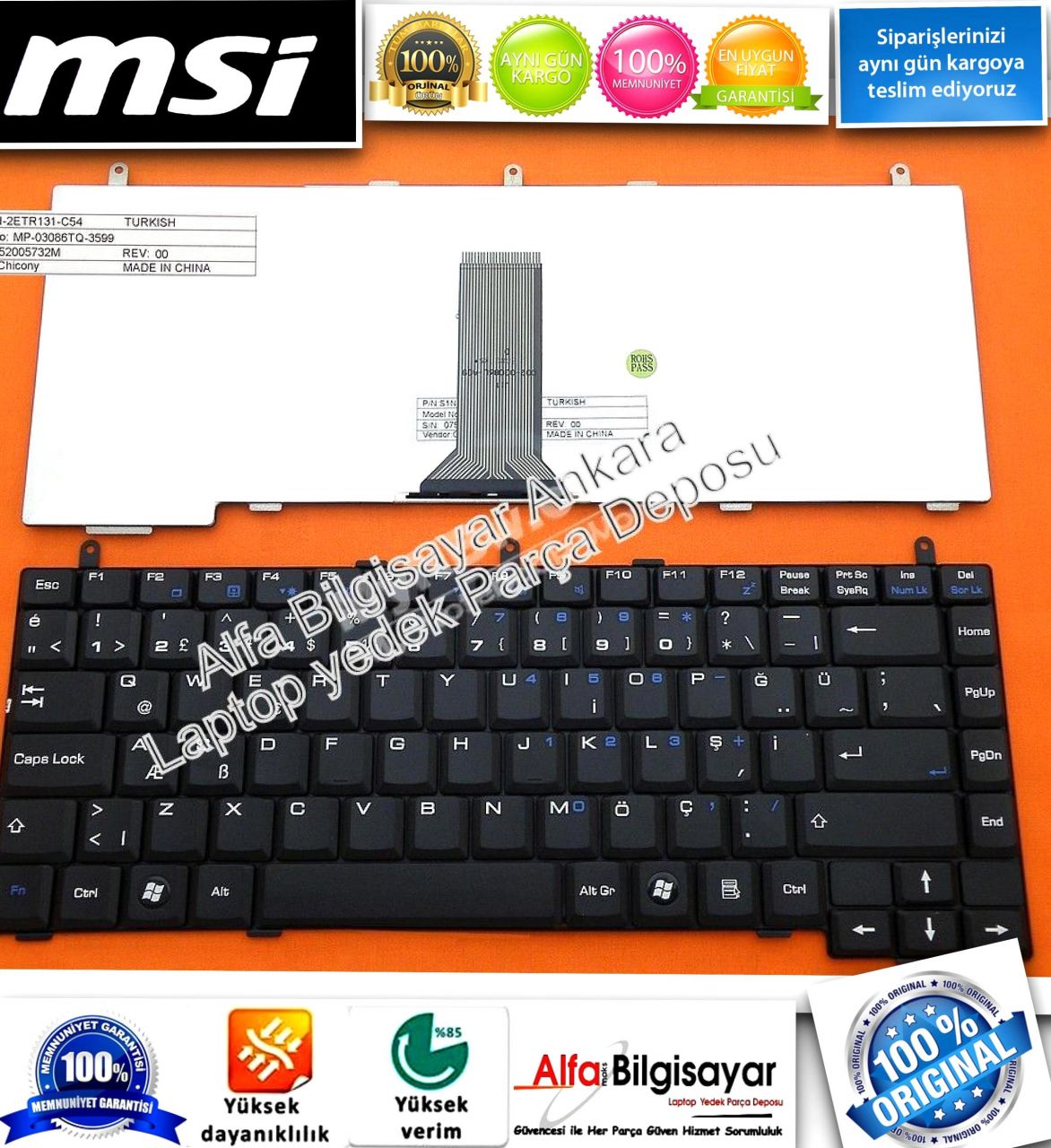 MSI Megabook M645 MS1032 M655 MS10391 M660 S420 S425 S430 S450 LG K1 K2  VR320 VR320X VR330 VR330x VR330XB VR330 VR330x VR330XB Klavye Tuş Takımı Q-Türkçe