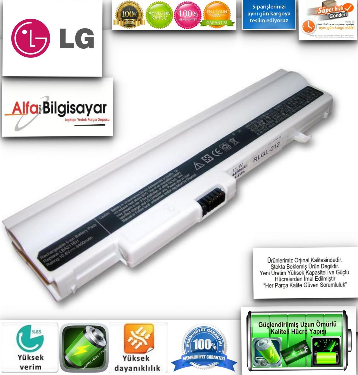 LG Beyaz X120 LG X130 LG X13 LB3211EE LBA211EH LB6411EH LB3511EE BATARYA Pil