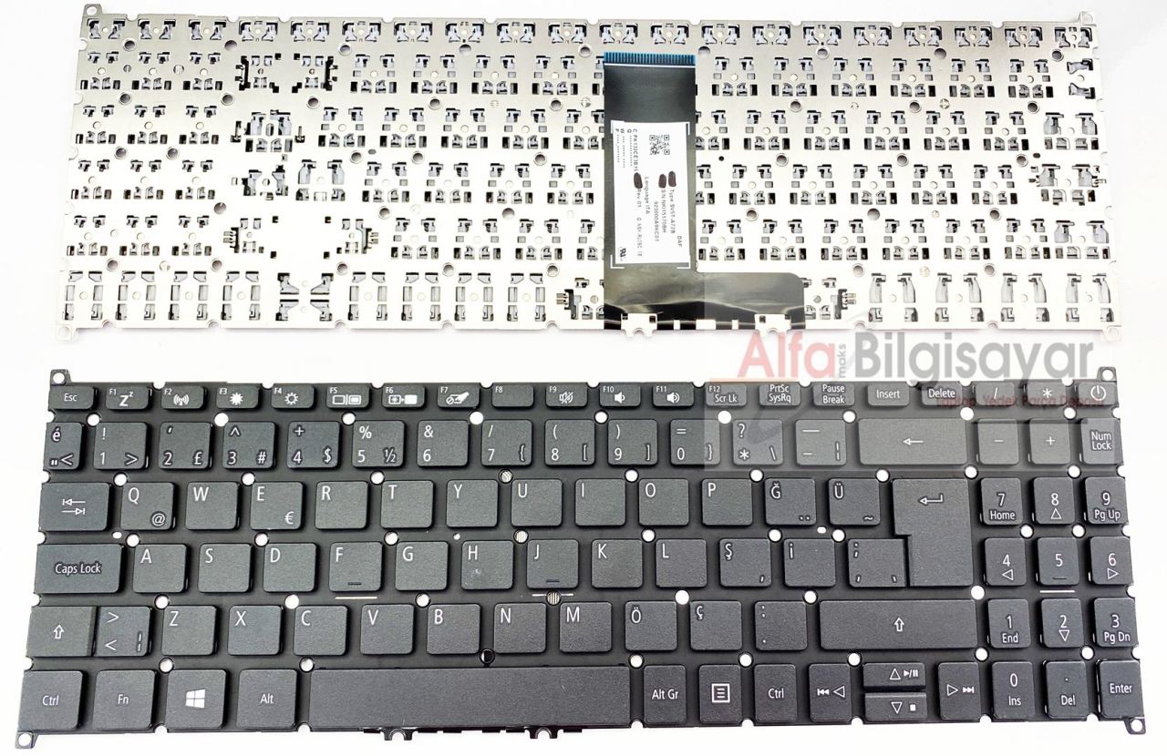 Acer Aspire 3 n19c1  Sv5t_a72b  N18Q13 N17P4   Aspire 3 A315-57, A315-58  Acer SF315-41, SF315-51, SF315-52   A315-42, A315-54  A315-22, A315-23  A315-55, A315-56  A315-34, A315-35  Aspire 5 A515-52  EX215-51G  A317-32  A515-53G  A315-22G Klavye