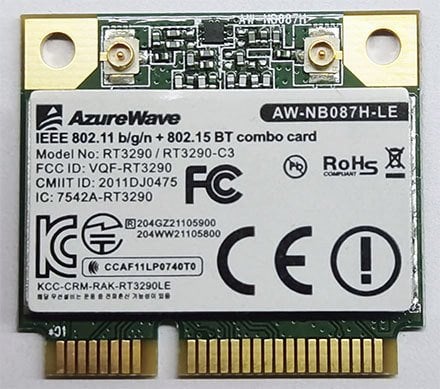 AzureWave AW-NB087H Ralink RT3290 Chipset IEEE 802.11 b/g/n 150Mbps with Bluetooth 3.0HS Half Size Mini PCIe Wi-Fi Card