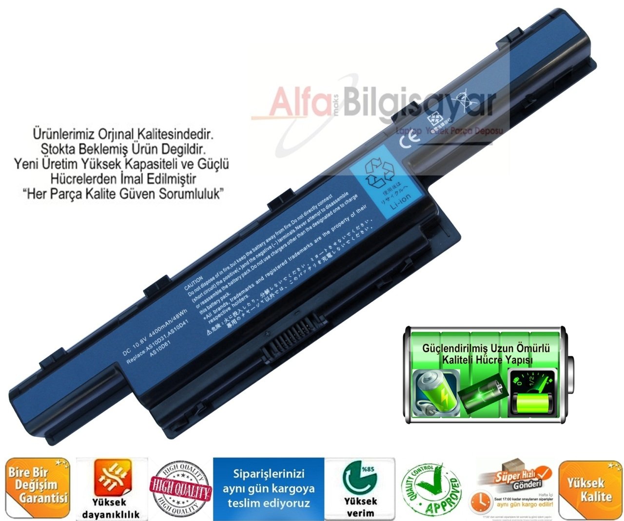 AS10D31, AS10D3E, AS10D41, AS10D51, AS10D56, AS10D5E, AS10D61, AS10D71, AS10D73, Acer Aspire 4551G, 4552G, 4741G, 4771G, 5741G, 5742G, 7741G, PEW91, 7751G Pil Travelmate 5740