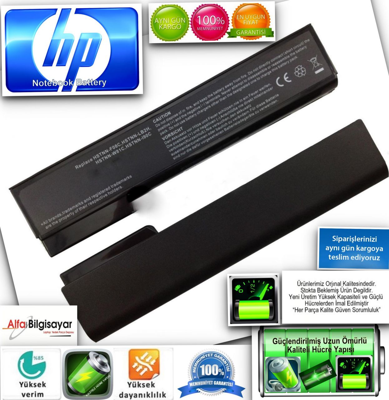 HP ProBook 6360b 6460b 6465b 6470b 6475b 6560b 6565b 6570b  Batarya Pil