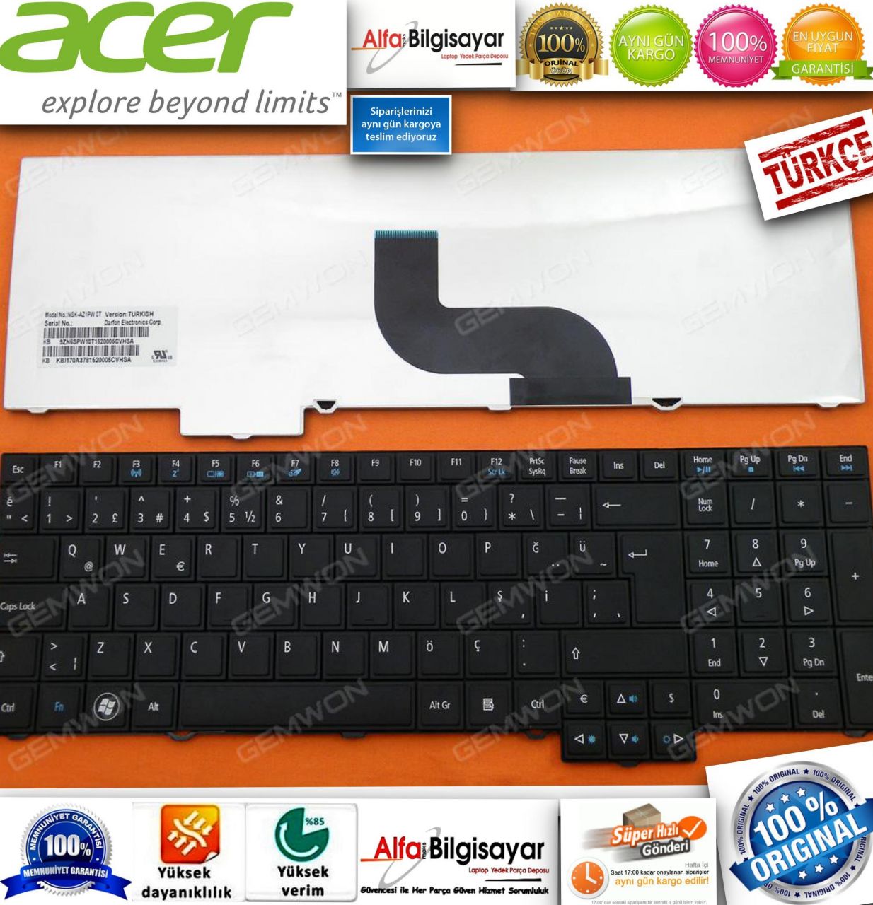 ACER Travelmate 5760 TM5760  TM7750 5760 5760G 5760Z 5760ZG 6595TG 6595G 8573 6595 6595G 6595T 8573 8573T klavye tuş takımı