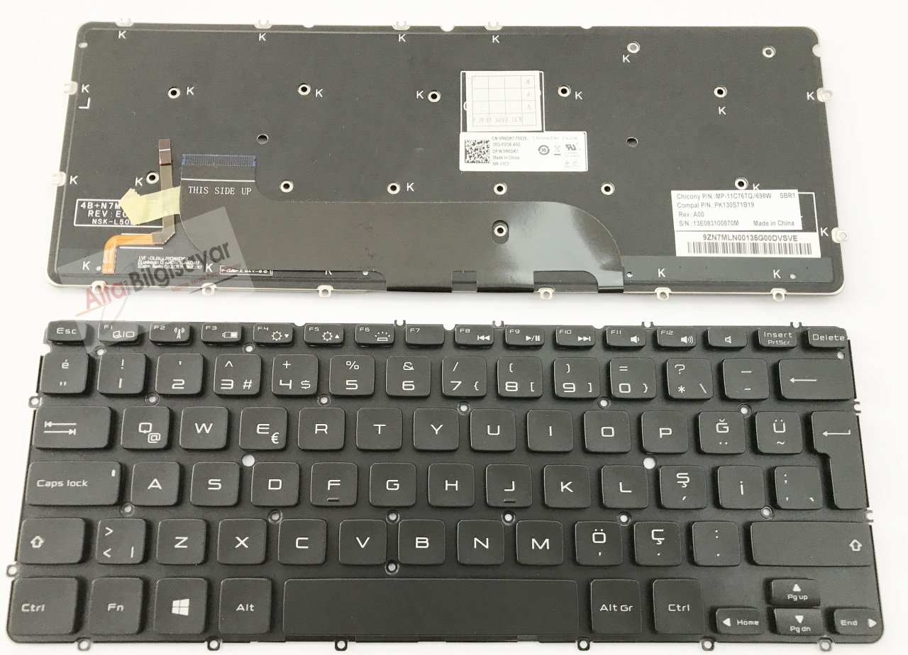 DELL XPS 13 L321X L322X BACKLIGHT IŞIKLI R6DK7 0R6DK7 XPS 12 9Q33 XPS 13 9333 XPS 9Q23 XPS L321X XPS L322X KLAVYE TUŞ TAKIMI