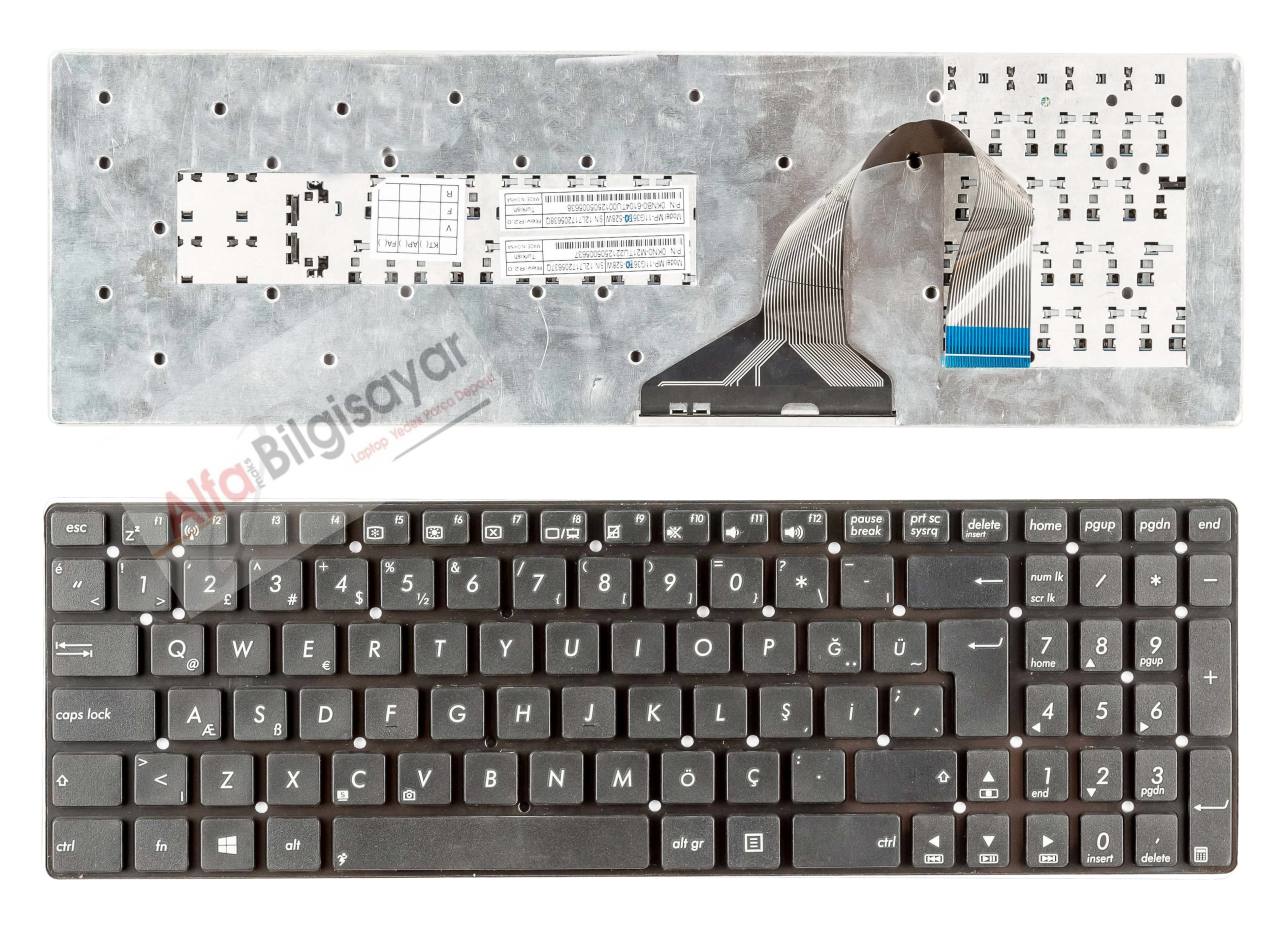 Asus K55 K55A K55DE K55DR K55N K55VD K55VJ K55VM K55VS K55V A55 A55A A55DE A55DR A55N A55VD A55VJ A55VM A55VS A55V R500 R500V u57 r700 serisi Klavye Part No: 9J.N2j82.90T Ug90t