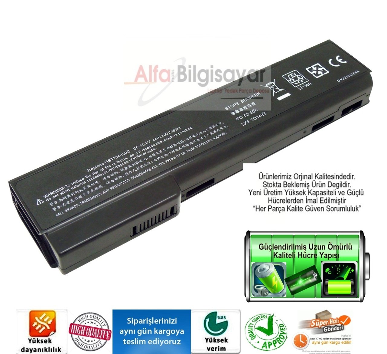 Hp  EliteBook 8460p  8460w 8470p 8470w 8560p 8570p ProBook 6360b 6460b 6465b 6470b 6475b 6560b 6565b 6570b 628369-421  628664-001  628666-001  628668-001 628670-001  659083-001  CC06  CC06X CC06XL  HSTNN-F08C  HSTNN-I90C  HSTNN-LB2F Batarya Pil A++ Batter