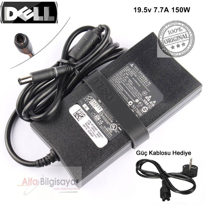 DELL Orjinal 150W 19.5V 7.7A 7.4x5.0mm Alienware AC Adaptör Şarj Cihazı LA150PM121 PA-5M10 J408P Adaptör Şarj Cihazı Dell PA-1131-02D, PA-1151-06D, PA-1151-06D2, PH298, TC887, TC912, W1828, W7758, X408G, X7329, X9366,ADP-150EB, AP11, ADP-150EB B, DA150PM1