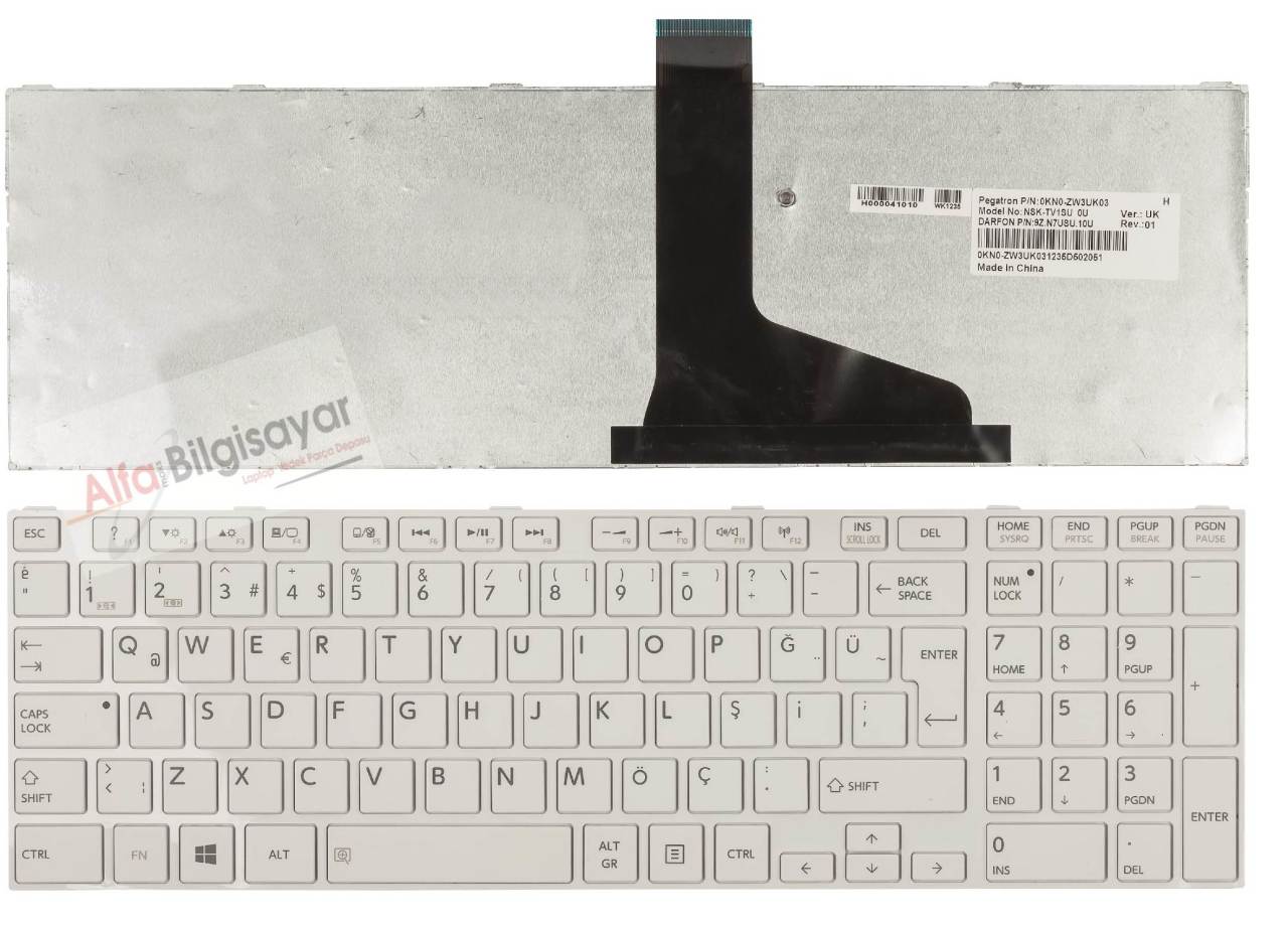 Toshiba Satellite BEYAZ L850 L855 L855d L870 L870d C850 C855 C855d C870 C870D P850 P850D P855 P855D L870 L870D L875 L875D  Klavye Tuş Takımı