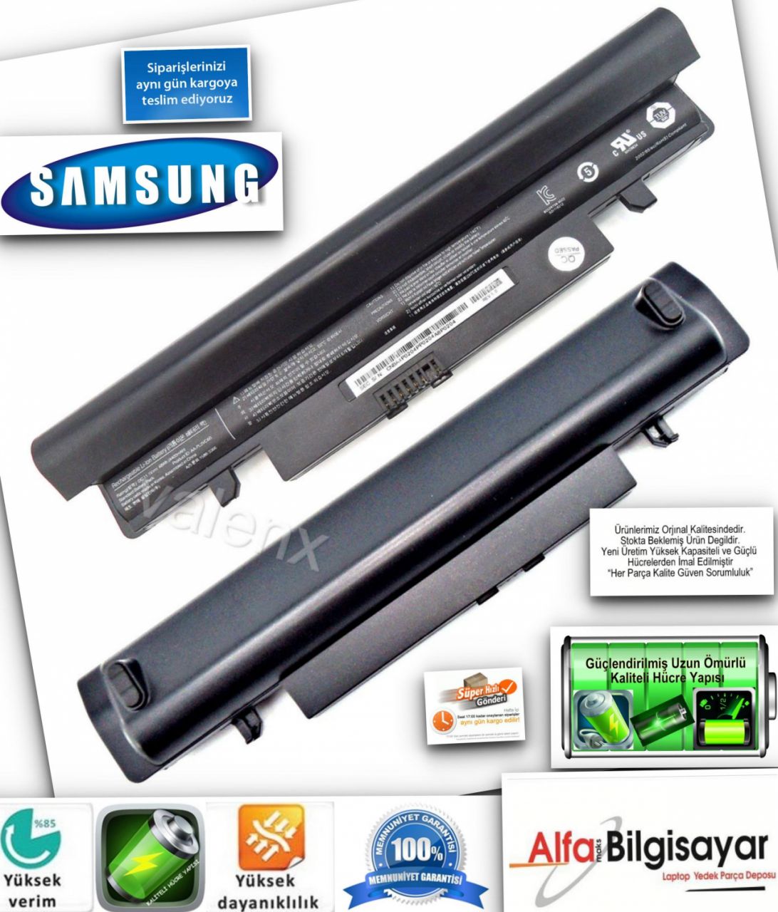 Samsung Siyah N150 N148 AA-PB2VC3B, AA-PB2VC6B, AA-PB3VC3B, AA-PL2VC6B/E, AA-PL2VC6W olan ve Samsung N100, N150, N250, N350, NP-N100SP, NP-N150, NP-N260, NP-N350 Batarya Pil AA-PB2VC6B AA-PB2VC3B AA-PB2VC3W AA-PB2VC6W AA-PB2VC6W/B AA-PL2VC6B/E AA-PL2VC6W/