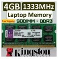 4GB DDR3 PC3 1333mhz 10600 - 10600s  Laptop Memory Ram  Notebook Ram Bellek KVR1333D3S9-4G   4GB DDR3 1333MHz
