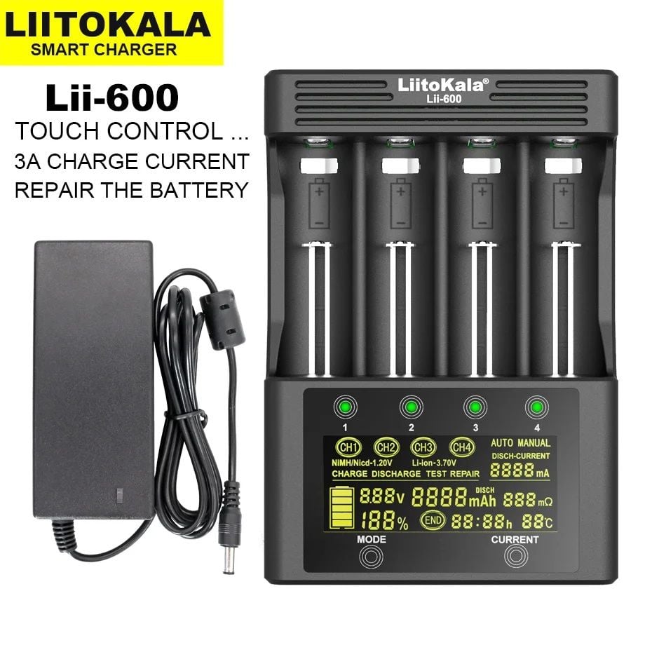 LiitoKala lii-600 Li-ion-3.7V Ni-MH1.2V 4Pil Şarj Cihazı