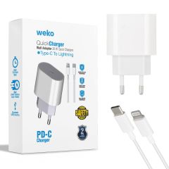 Weko WK-21443 20watt Type-C Şarj Başlık Adaptörü ve Type C Kablo