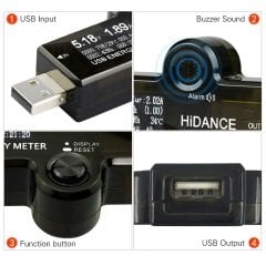 12 in 1 USB Cihazı DC Dijital Volt Ampermetre ve Şarj Göstergesi