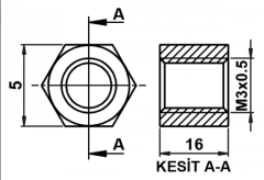 YP-416-0-0-M-0 Pirinç Dişi/Dişi Yükseltme Parçası