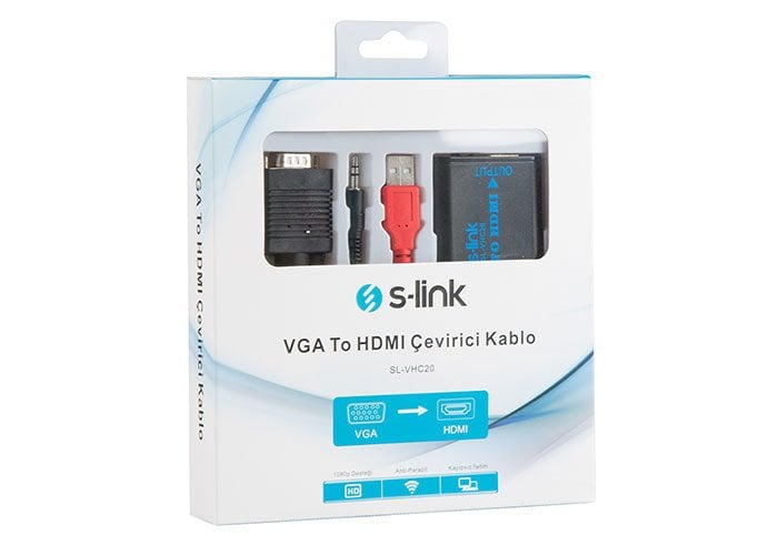 S-link SL VHC20 VGA To HDMI Çevirici Kablo