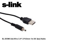 S-Link Sl-Dcm5 Usb M To 3.4- 1.3- 9.5Mm 1M Dc Şarj Kablo