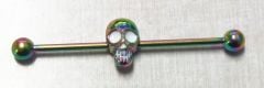 INDUSTRIAL BARBELL RAINBOW SKULL 1,6*42*5/5