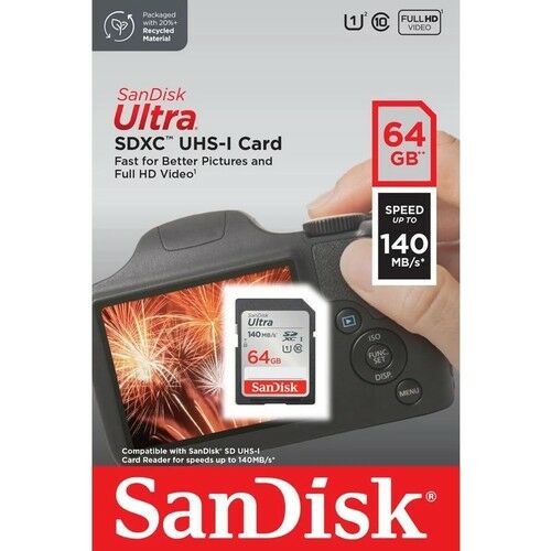 Sandisk 64GB 140MB/s Ultra SDXC Class 10 UHS-I Hafıza Kartı