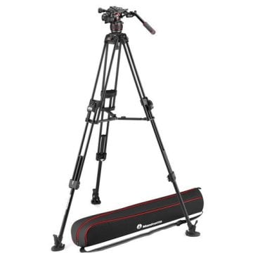 Manfrotto MVK608TWINFA 608 Nitrotech Fluid Head with 645 Fast Twin Aluminum Tripod System and Bag