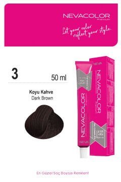 Nevacolor Premium 3. Koyu Kahve - Kalıcı Krem Saç Boyası 50 g Tüp