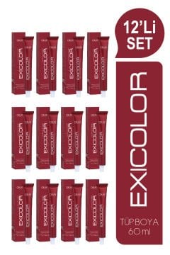 EXICOLOR 12'Lİ SET 7 KUMRAL Kalıcı Krem Saç Boyası (60ml x 12 adet)