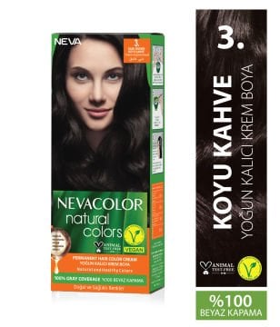 Nevacolor Natural Colors 3. Koyu Kahve - Kalıcı Krem Saç Boyası Seti