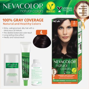 Nevacolor Natural Colors 4. Kahve - Kalıcı Krem Saç Boyası Seti